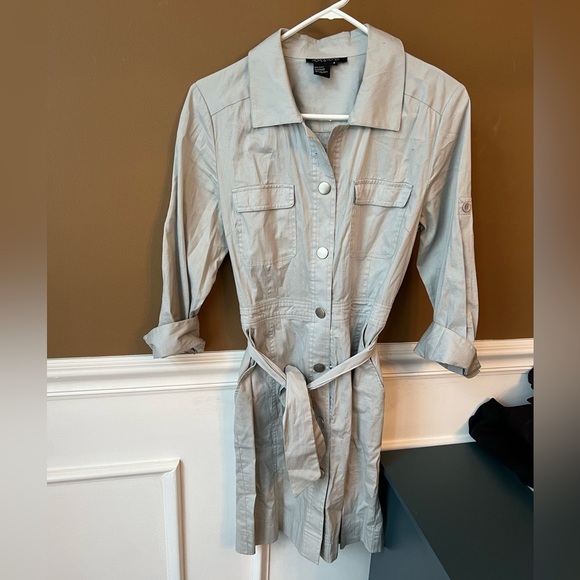 Hope & Honey Gray Midi Utility Dress with Belt Full Button Size 8 - Picture 1 of 3